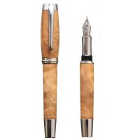 Plnicí pero Wood Factory Camphor Silver - Luxusní ručně vyráběné dřevěné pero s gravírovanými iniciálami majitele. Skladem, expedice 1-2 dny.